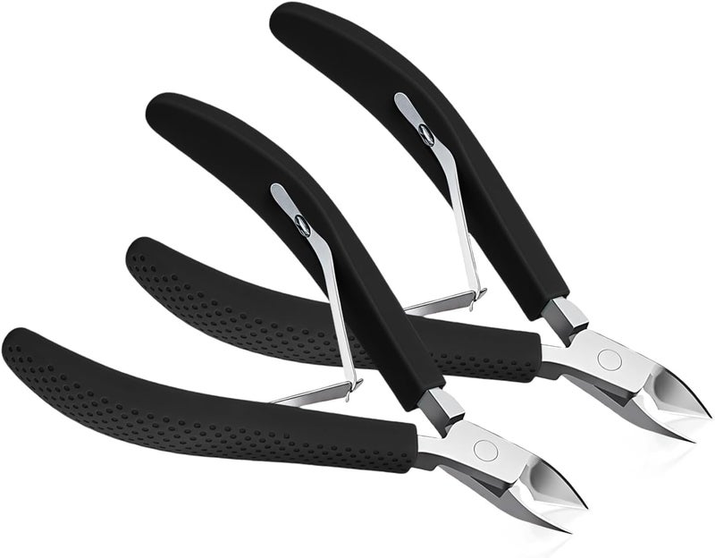 Criyar Fine Edge Cuticle Trimmer & Nippers, Scissors, Silicone Handle Nail Tools for Precise Removal, Durable Washable Cuticle Cutter & Remover Nail Clippers (Black 2PCS) - Image 1